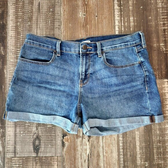 Old Navy Women's Blue Jean Shorts Cuffed Hem  Size 12 - Picture 1 of 7